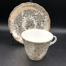 Vintage Colclough Bone China Gold Filigree Floral Cup & Saucer Set. FLAWLESS
