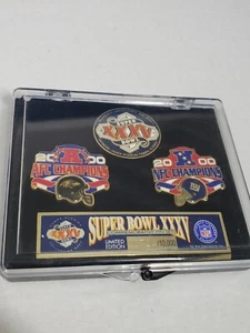 SUPER BOWL XXXV COMMEMORATIVE PIN SET LIMITED EDITION 724/10000 Open Box - Picture 1 of 8