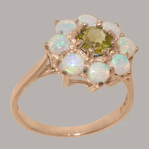 Massiver 10k Rotgold natürlicher Peridot & Opal Damen Cluster Ring-Größen 4 bis 12 - Bild 1 von 5