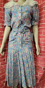 Nancy Johnson Romantic Boho Peasant Floral Sz 8 Women's Belted Dress NWT #001 - Picture 1 of 12