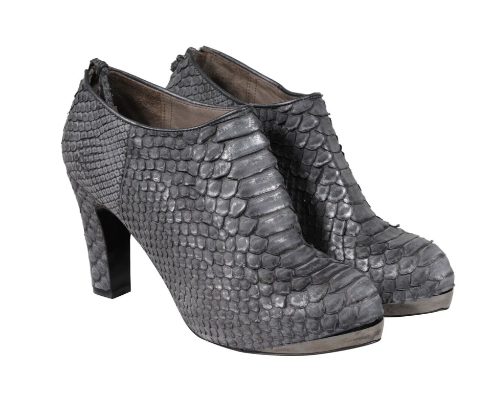 Botines Devi Kroell Mujer EE. UU. 7 UE 37 Gris Pitón Piel de Serpiente Botas Foto 1 de 4