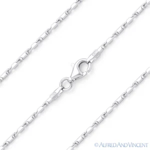Collar de cadena italiana de 1,5 mm barra delgada eslabón liso 925 Italia plata esterlina - Imagen 1 de 2