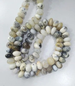 Dendritic Opal  Stone Rondelle Smooth Beads 16 Inch 9- 10 mm 1 Necklace - Picture 1 of 18
