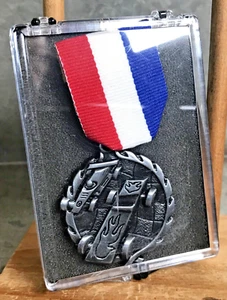 Vintage Cub Scouts America BSA Pinewood Derby Race Car Award Ribbon & Medal Pin - Picture 1 of 6