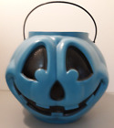 Vintage GENERAL FOAM Blow Mold Blue Jack-O-Lantern Pumpkin Candy Bucket Pail