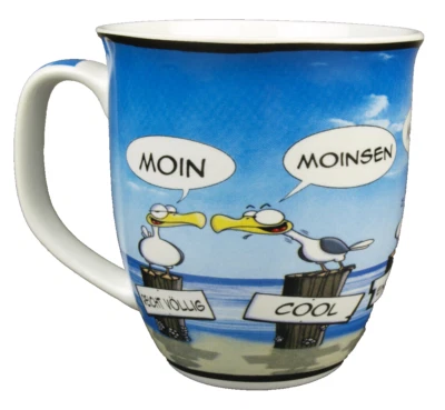 Kaffeebecher Moinsen Moin Hösti Becher Maritim Tasse Porzellan Inhalt 400ml - Bild 1 von 4