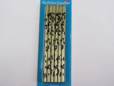 Velas delgadas con estampado de guepardos y animales velas para pasteles de cumpleaños negras y doradas tú eliges Foto 1 de 4