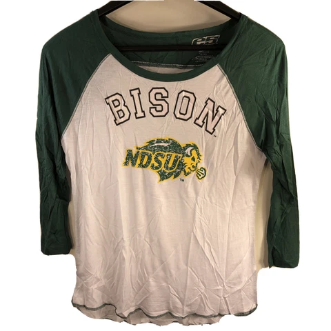 North Dakota State Bison Womens T-Shirt L Long Sleeve Baseball Shirt Cover