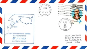 United Airlines First Flight Seattle Washington Airport - Tokyo Japan - 1983 - Picture 1 of 2