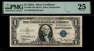 1935A $1 Silver Certificate DD Block PMG 25 Fr 1608 D/D Very Fine - Picture 1 of 2