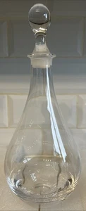 Beautiful Teardrop Shaped Clear Glass Decanter With Rounded Stopper - Picture 1 of 9