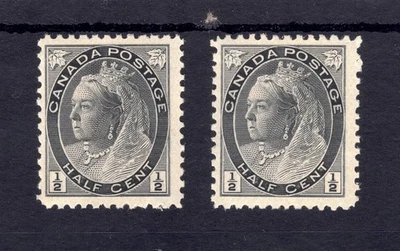TWO CANADA Scott # 74, MINT / VF / NH 1/2 Cent QUEEN VICTORIA Issue! SCV $84.00 - Image 1 of 2