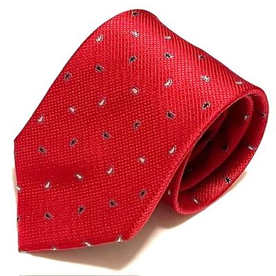 Corbata Haines & Bonner London Jacquard Rojo Micro Paisleys Dapper Sharp Elegance Foto 1 de 4