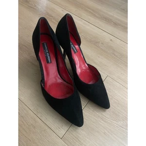 Charles Jourdan Paris d’orsay pumps women’s size 7.5 black suede heels classic - Picture 1 of 6