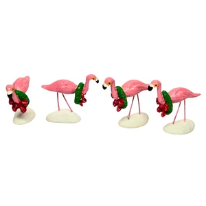 Department 56 Snow Village Flamingos mit Kränzen neuwertig - Bild 1 von 2
