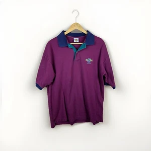 Polo grande granate vintage Hard Rock Café London 100 % algodón para hombre - Imagen 1 de 8