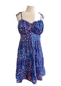 Japna Kleid Gr. M blau rot weiß geblümt gestreift Sommerkleid - Bild 1 von 12