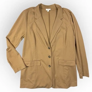Blazer J. Jill Ponte Mujer Grande Elastizado Tejido Chaqueta Tostado Largo Medio Camel - Imagen 1 de 10