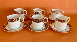 6 Royal Crown Derby Harlequin Coffee Cans/Espresso Cups and Saucers - Picture 1 of 21