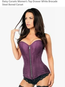 Daisy Corsets Women's Top Drawer White Brocade Steel Boned Corset Size XL - Picture 1 of 2