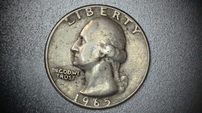 1965 P Washington Quarter Error – RP “In God We Trust,” Rim Errors & Black Tone - Image 1 of 4