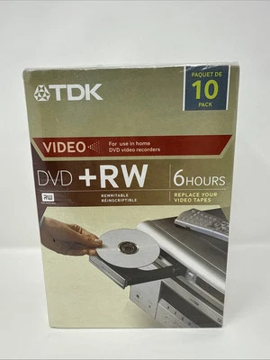 10 Pack - TDK DVD+RW 6 Hours 4x 4.7GB Rewriteable DVD Media - Brand New Sealed - Image 1 of 4