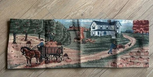 Vintage Thanksgiving Wandteppich Herbst Tischläufer Äpfel Kürbisse Pferd 34"x11,75" - Bild 1 von 5