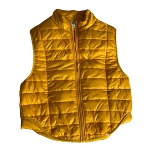 JoyLab Quilted Puffer Vest Lily Yellow Full Zip Pockets Size Small Excellent - Picture 1 of 7