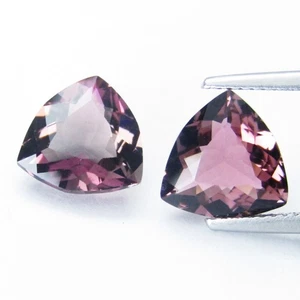 5.26Cts Stunning Natural Pink Tourmaline 9.7x4.5mm Trillion Pair Loose Gemstone - Picture 1 of 7
