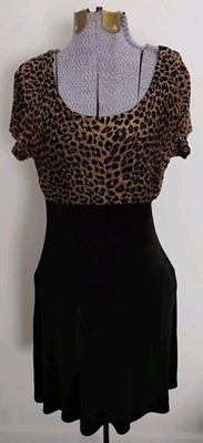 Mini Vestido De Colección Gantos Para Mujer Elástico Opaco Negro Estampado Animal Ajuste y Acampanado XS/S Foto 1 de 4