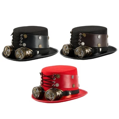 Victorian Gothic Hat With Adjustable PU Leather Strap And Detachable Goggles - Image 1 of 4