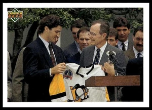 Bienvenida Casa Blanca (Mario Lemieux / George Bush) 1991-92 cubierta superior #47 - Imagen 1 de 2