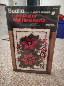 BUCILLA Latch Hook Rug Framed Poinsetta 20x27 - #12914 - NIB - Picture 1 of 3