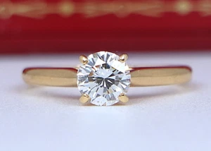 $11,900 Cartier 1895 18k Yellow Gold 0.72ct D VS1 Round Diamond Engagement Ring - Picture 1 of 13