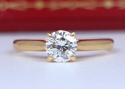 $11,900 Cartier 1895 18k Yellow Gold  0.72ct D VS1 Round Diamond Engagement Ring - Image 1 of 4