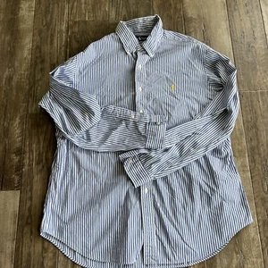 Ralph Lauren Blue Striped Long-Sleeve Shirt Men’s Size XL Classic Fit Yellow A1 - Picture 1 of 7