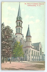 Postcard St Marys Catholic Church Schenectady New York - Picture 1 of 2