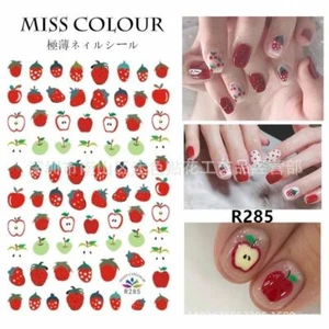 Adesivo Unghie Fragola Mela Frutta Unghie Decalcomania Nail Design Impermeabile Rosso Verde - Foto 1 di 1