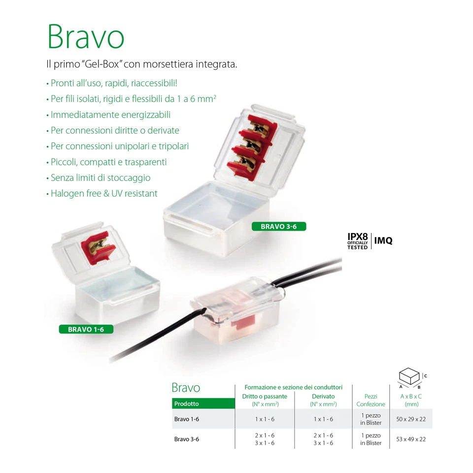 BRAVO 3-6 MICRO MORSETTO 3 POLI PROTETTI CONNESSIONE CAVI IPX8 1 PEZZO - RAYTECH - Immagine 1 di 1