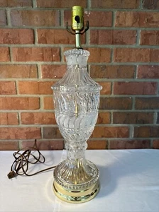 Vintage Urn Style Cut Crystal Glass Etched 31" Table Lamp - Picture 1 of 11