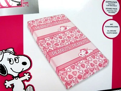 2× Baby Spannbettlaken 70x140 Baumwolle Snoopy Peanuts Kinderbett Bettlaken NEU - Bild 1 von 3