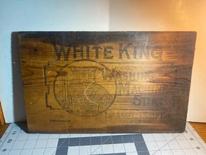 Vintage Antique White King Washing Machine Soap Wood Box Panel 15x9 Crate Side - Picture 1 of 8