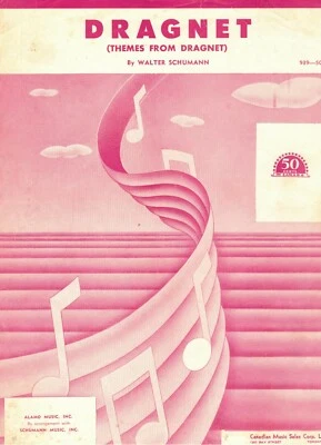 Dragnet Piano Sheet Music BY Walter Schumann 1956 - Image 1 of 2