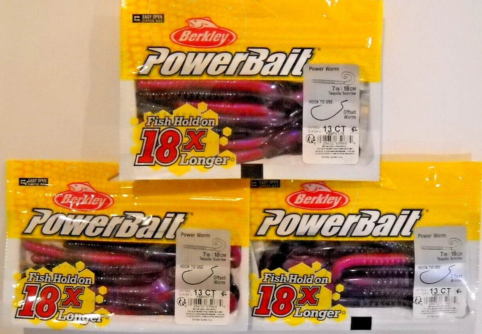 Berkley PowerBait Power Worms Tequila Sunrise 7in 13 Ct