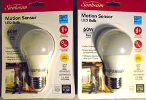 Lot of 2 sunbeam motion sensor 9 watt LED Bulbs Photonic sensor FREE SHIPPING - Picture 1 of 5