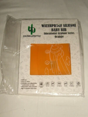 NUEVO EN CAJA BABERO DE BEBÉ DE SILICONA IMPERMEABLE ZOLTAN LIFESTYLE - SERIE AVIÓN MELOCOTÓN 6 MESES+ Foto 1 de 3