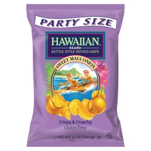 Hawaiian, Kettle Style Potato Chips, Sweet Maui Onion, 13 oz Party Size (4 Pack) - Picture 1 of 2
