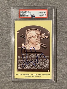 ATLANTA BRAVES- GREG MADDUX AUTOGRAPH HALL OF FAME PLAQUE CARD PSA/DNA SLAB 181 - Picture 1 of 1