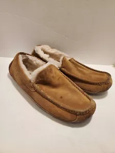Ugg Ascot slippers US men's size 8 brown leather w/ sheep's wool inside lining - Picture 1 of 6