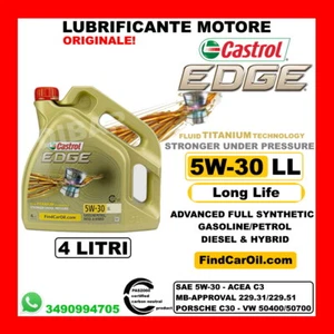 OLIO CASTROL EDGE FST 5W30 LL TITANIUM ACEA C3 LATTA DA 4 LITRI - Bild 1 von 3